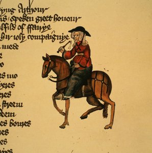 バースの妻、ジェフリーチョーサー作「カンタベリー物語」の詳細（c.1342-1400）エルズミア写本、ファクシミリ版、1911